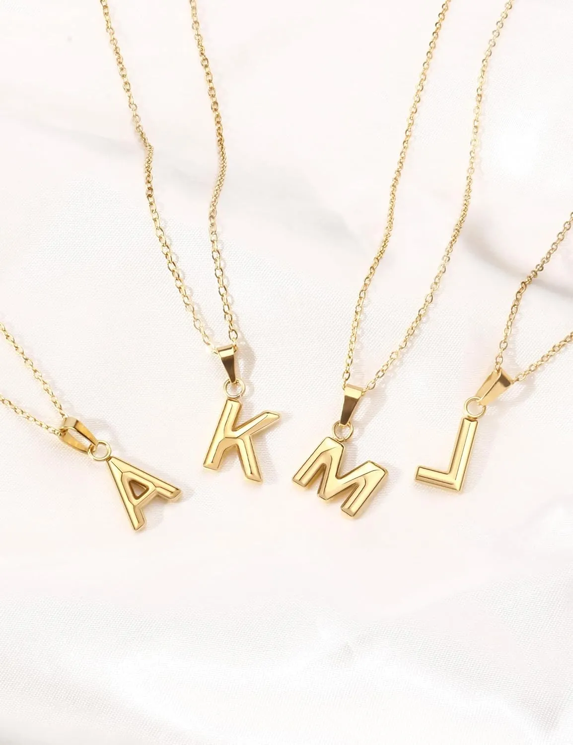 18K Gold Plated Initial Necklace for Women, Simple Gold A-Z Letter Pendant Necklace for Women