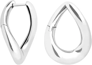 18K Gold Plated, Minimalist Teardrop Hoop Earrings  Polished Silver-Tone Huggie Earrings for Women, Modern Chunky Drop Earrings for Everyday Wear