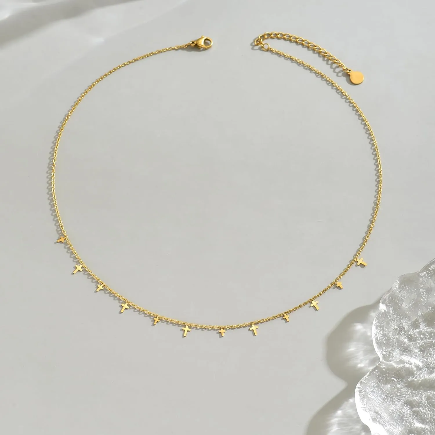 18K Gold Plated Pendant Necklace for Women Dainty Star Cross Heart Charm Choker Necklace Layered Lip Chain Necklaces Stainless Steel Trendy Jewelry