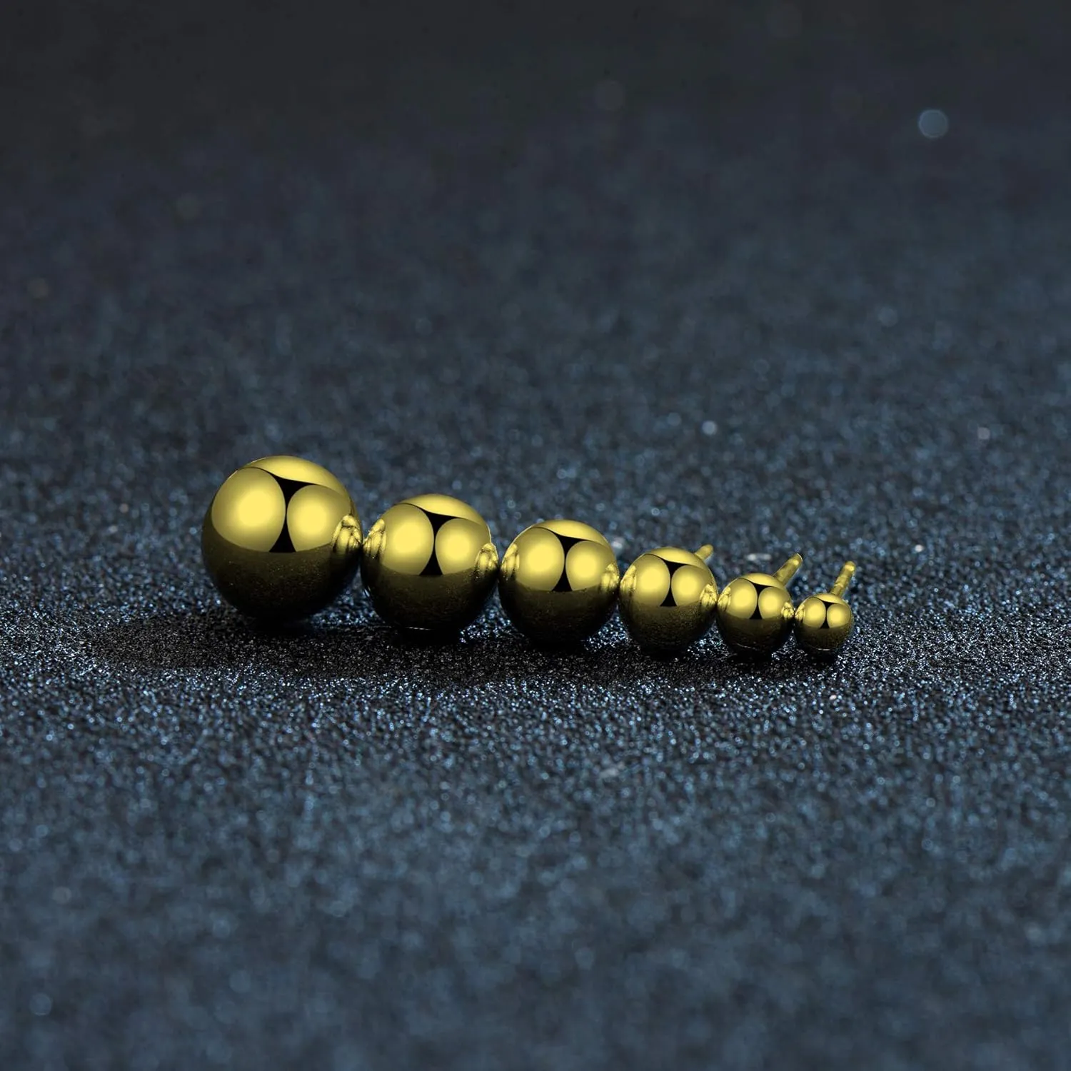 18K Gold Plated Sterling Silver Ball Stud Earrings 3mm-10mm Options, Simple Polished Ball Studs Hypoallergenic Jewelry