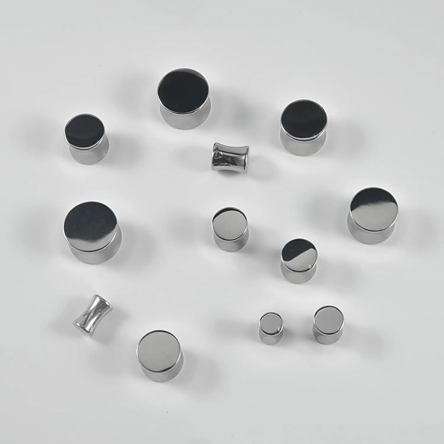 2 Pcs 00g Stainless Steel Gauge Earrings,10mm Ear Plugs Round Polished Flesh Tunnels Set Silver
