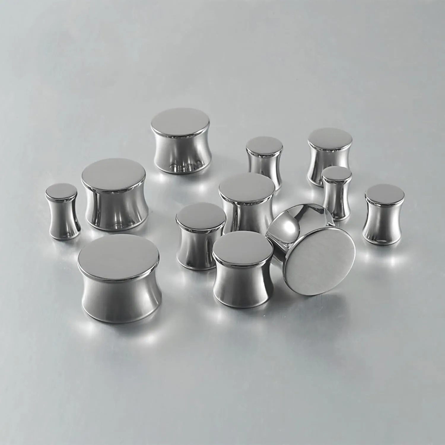 2 Pcs 00g Stainless Steel Gauge Earrings,10mm Ear Plugs Round Polished Flesh Tunnels Set Silver