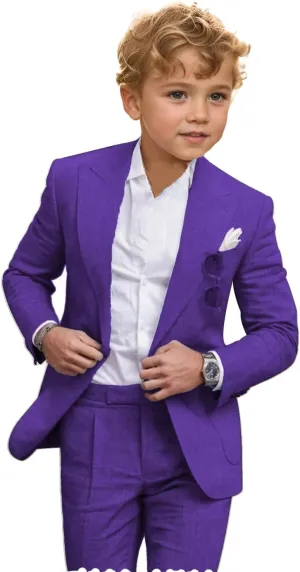 2 Piece Linen Suits for Boys Summer Beach Wedding Suit Boy Ring Bearer Outfit Casual Tuxedo