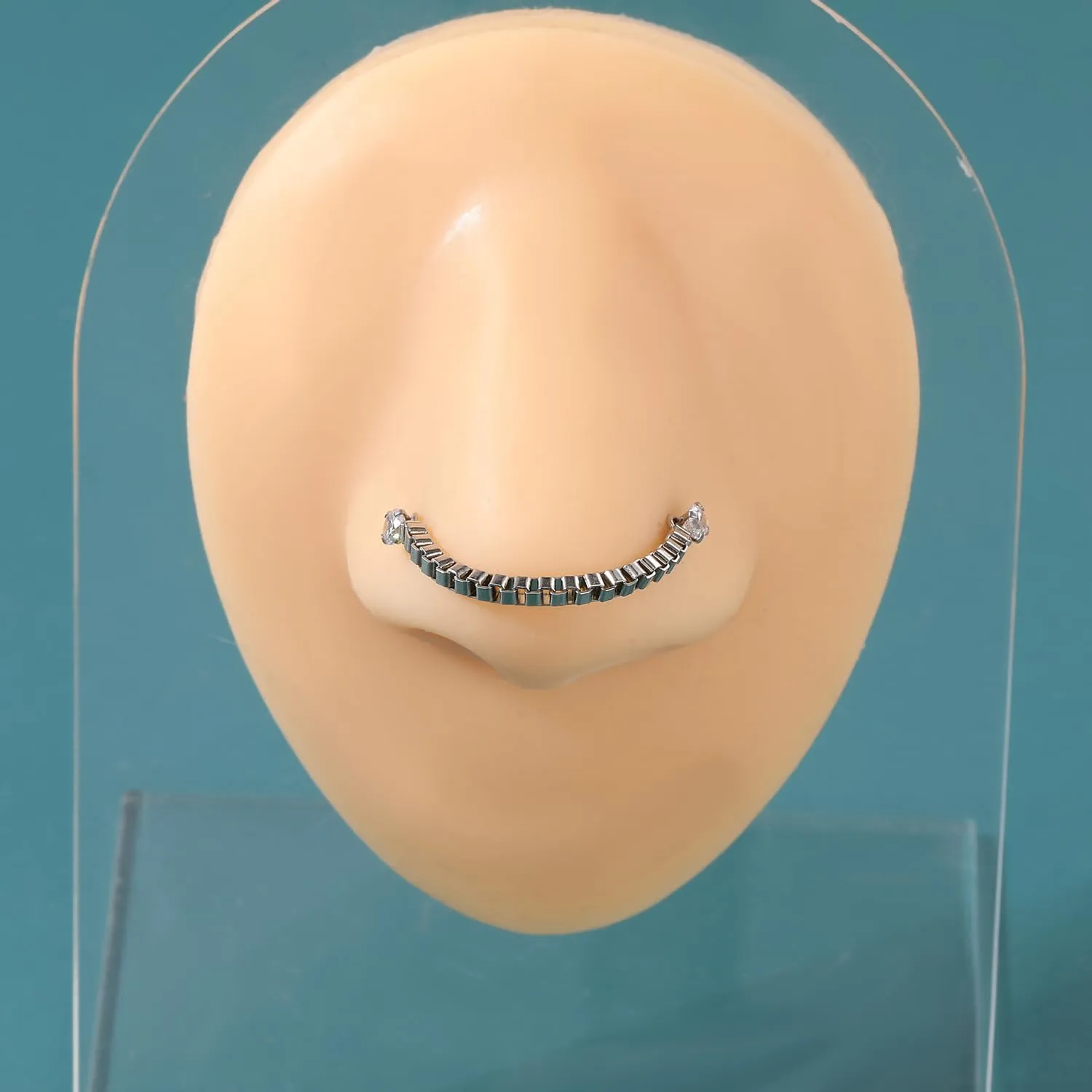 20G Spike Nose Rings Studs with Chains Stainless Steel Spike Nostril Ring Stud Chain Black Rook Corkscrew Ring L-Shaped Nose Piercing Jewelry Nose Piercing Stud Lip Piercing Jewelry Black Silver Gold