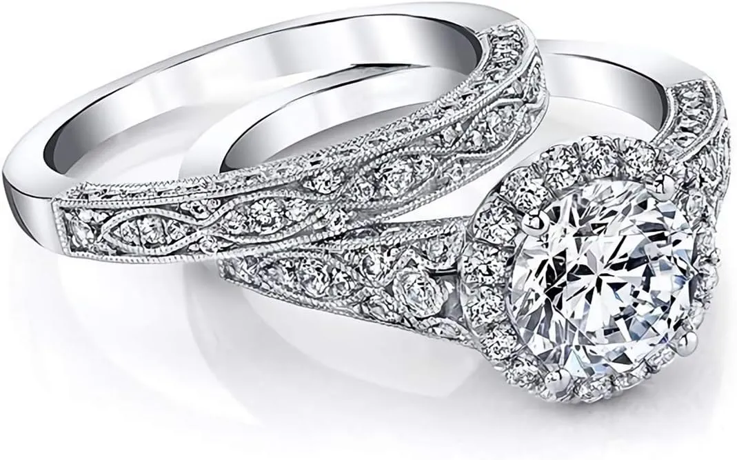 2.63 Carat Bridal Set Moissanite engagement rings for women Platinum Plated Silver Princess moissanite rings