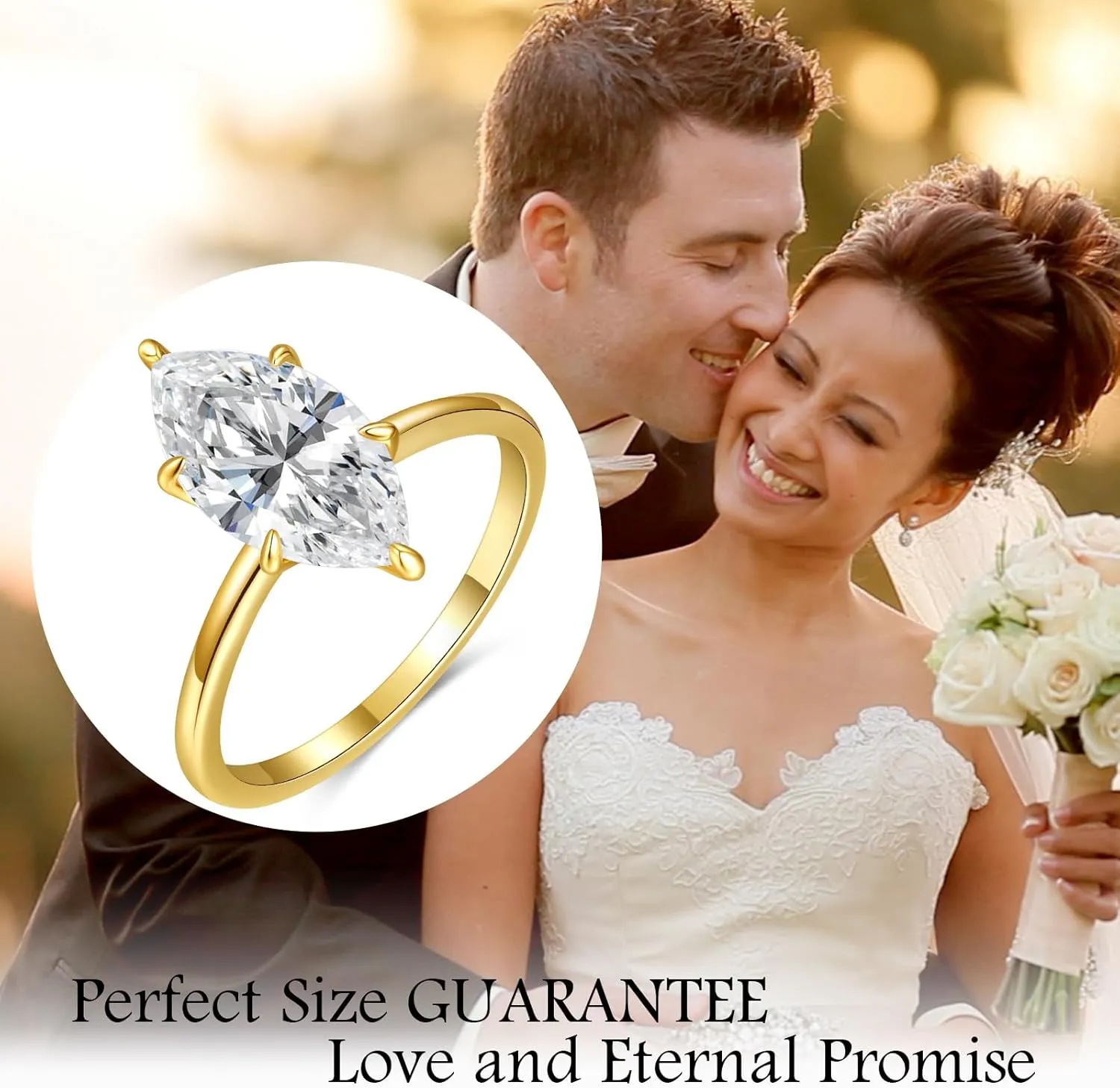 3.5CT Marquise Cut Engagement Ring for Women, Wedding Promise Cubic Zirconia Band, 14K Gold/White Gold Plated Simulated Diamond Rings Size 5-9