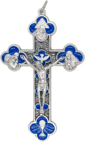 3.75" Tertium Millennium Holy Trinity Cross Crucifix Pendant | Great Catholic Gift for First Holy Communion or Confirmation | Christian Accessory