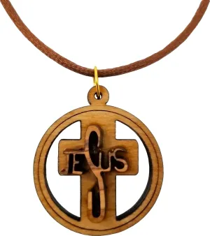 3D Jesus Cross, Wooden Cross Necklace for Men & Women, Certified Holy Land Olive Wood Orthodox Pendant Necklace from Bethlehem Israel, Christian & Catholic Religious Keepsake Gift