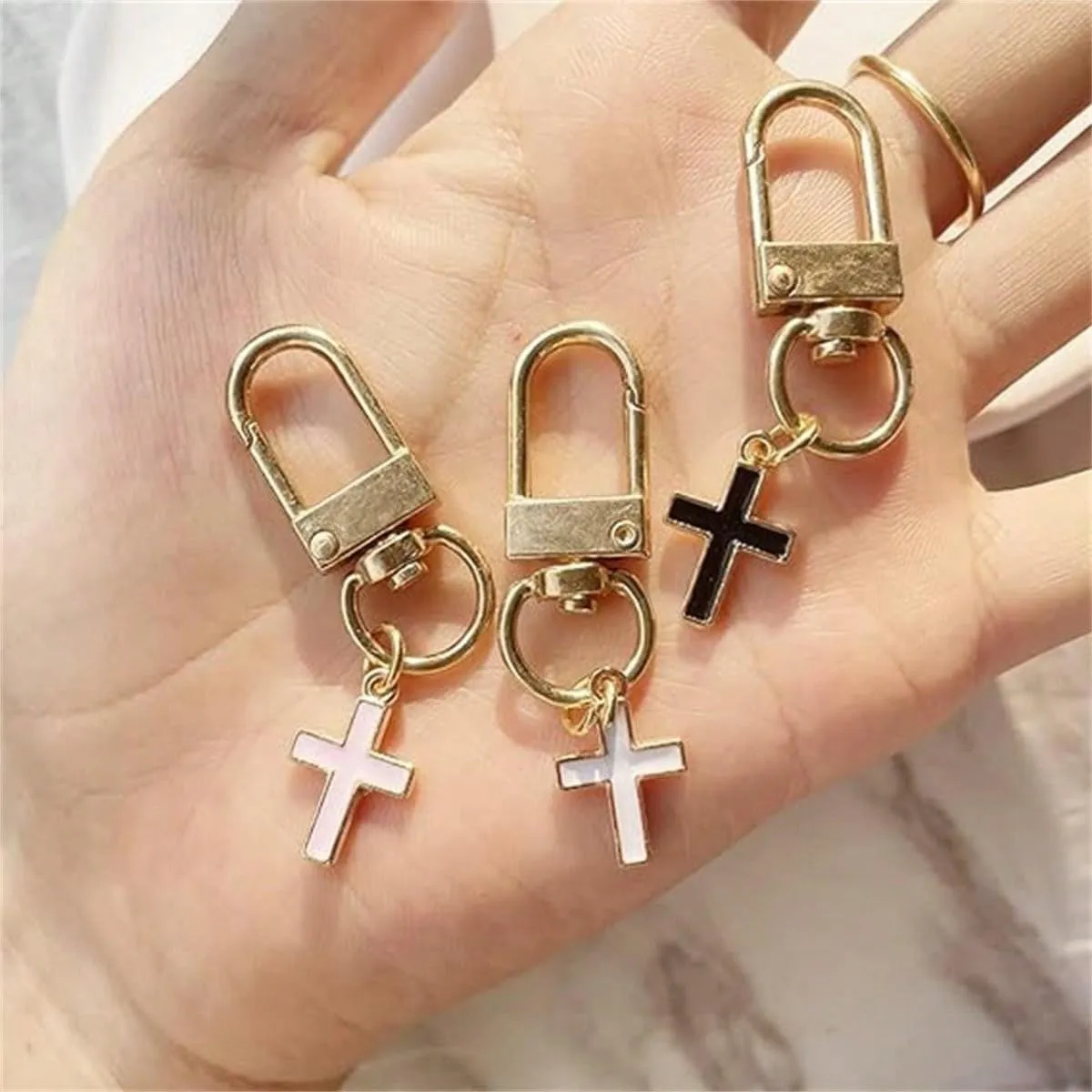 3PC 4PC Pocket Cross Keychain Female Personality Keychain Car Key Handbag Wallet