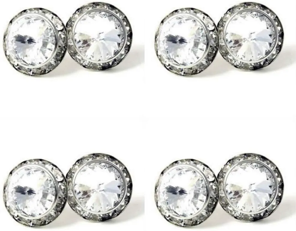 4 Pairs 20mm Round Shaped Acrylic Stone Post Earrings for Womens Wedding Dance Costume Casual Wear Stage Jewelry