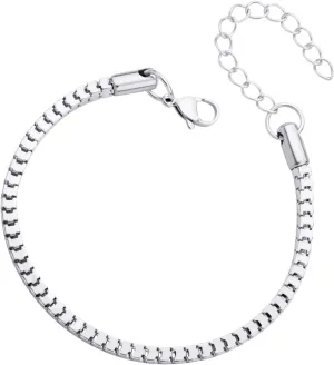 555Jewelry 3MM Square Box Chain Bracelet for Women Solid Bracelets for Women Adjustable Chain Link Bracelet for Women