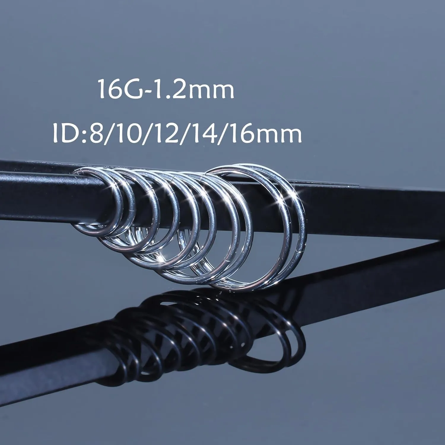 5Pairs 16G Surgical Steel Hinged Clicker Segment Nose Rings Hoop Helix Cartilage Daith Tragus Nipple Sleeper Earrings Body Piercing for Women Men 6mm 8mm 10mm 12mm 14mm