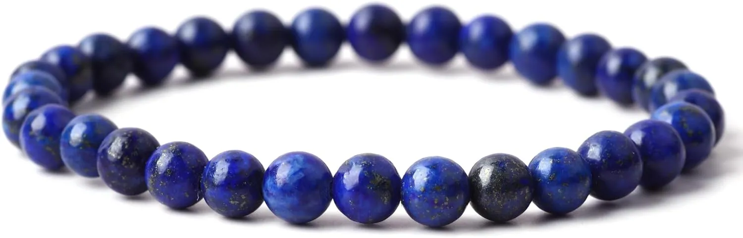 6mm Healing Natural Crystal Bracelet, Round Beads Stones Healing Stretch Bracelets Energy Handmade Crystal Bracelet for Women Men Reiki Chakra Anxiety Birthday Gift