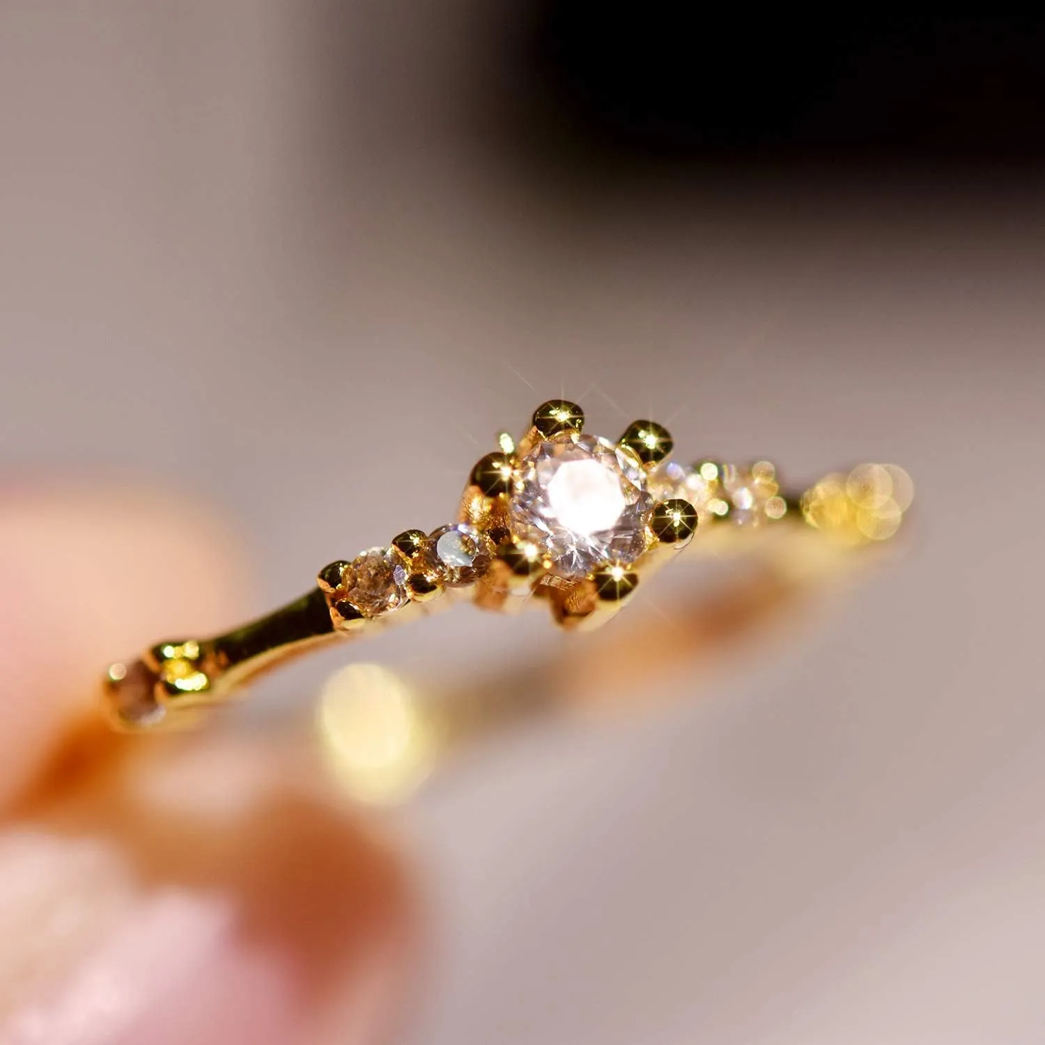7 Tiny Diamond Pieces of Exquisite Ring Stacking Rings for Women Small Fresh Style Ladies Engagement Ring Jewelry | Gold Silver Rings for Women