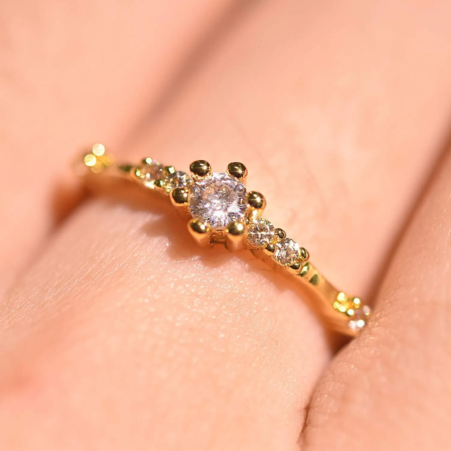 7 Tiny Diamond Pieces of Exquisite Ring Stacking Rings for Women Small Fresh Style Ladies Engagement Ring Jewelry | Gold Silver Rings for Women