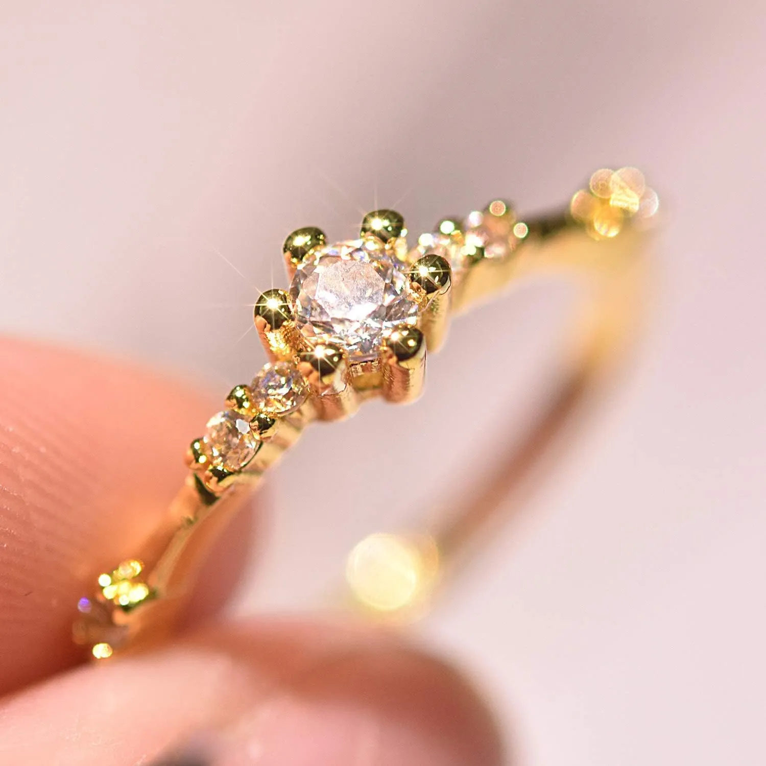 7 Tiny Diamond Pieces of Exquisite Ring Stacking Rings for Women Small Fresh Style Ladies Engagement Ring Jewelry | Gold Silver Rings for Women