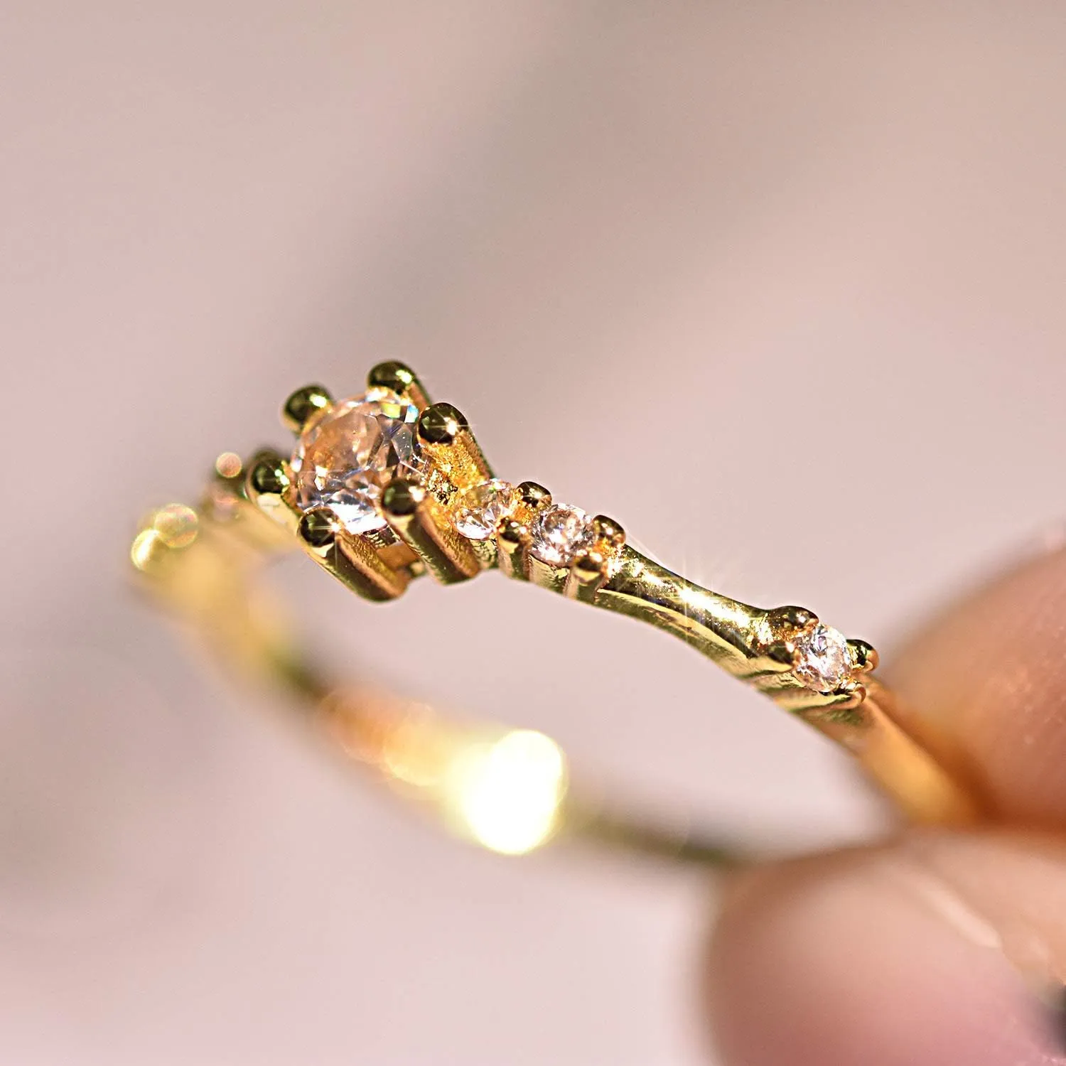 7 Tiny Diamond Pieces of Exquisite Ring Stacking Rings for Women Small Fresh Style Ladies Engagement Ring Jewelry | Gold Silver Rings for Women