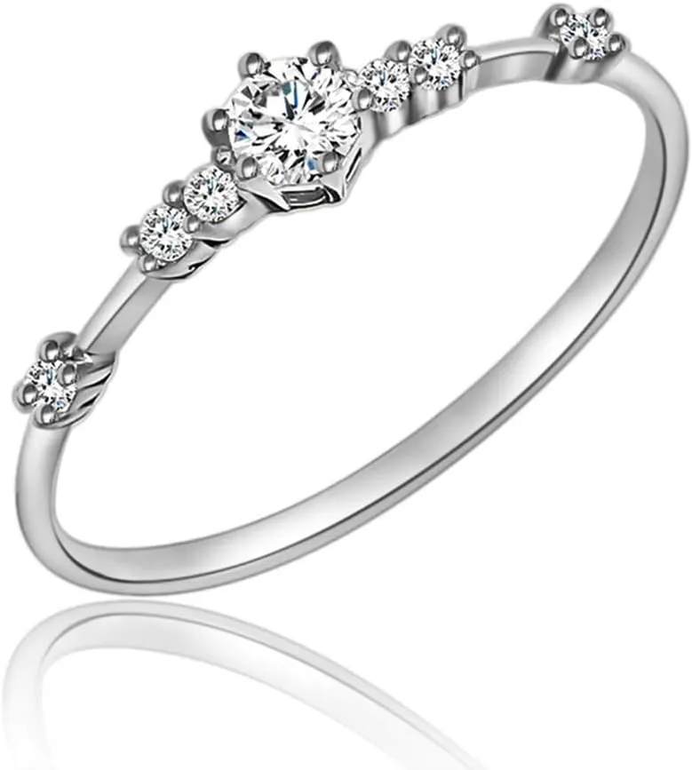 7 Tiny Diamond Pieces of Exquisite Ring Stacking Rings for Women Small Fresh Style Ladies Engagement Ring Jewelry | Gold Silver Rings for Women