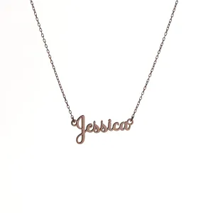 8k Solid Gold Name Custom Necklace, Gold Custom Made Pendant Personalized Jewelry, Tiny Personalized Name Necklace Sterling Silver Pendant, Adjustable Chain by HStudio