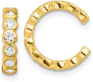 925 Sterling Silver Flash Gold-plated Polished Cubic zirconia Bezel Pair of 2 Cuff Earrings