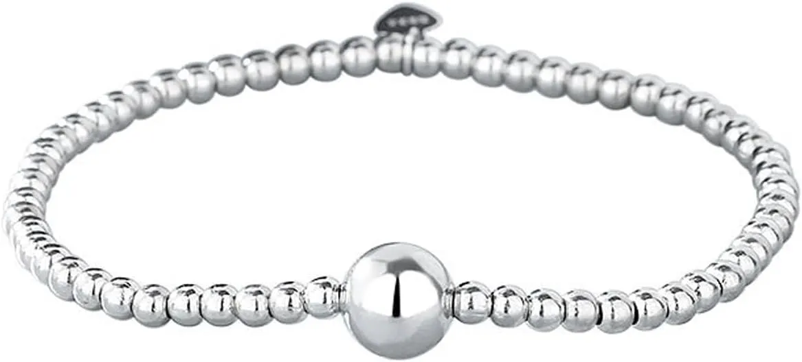 925 Sterling Silver Handmade Strand Chain Bracelet 4mm Bead Ball Stretch Bracelets for Women Silver Jewelry Gift