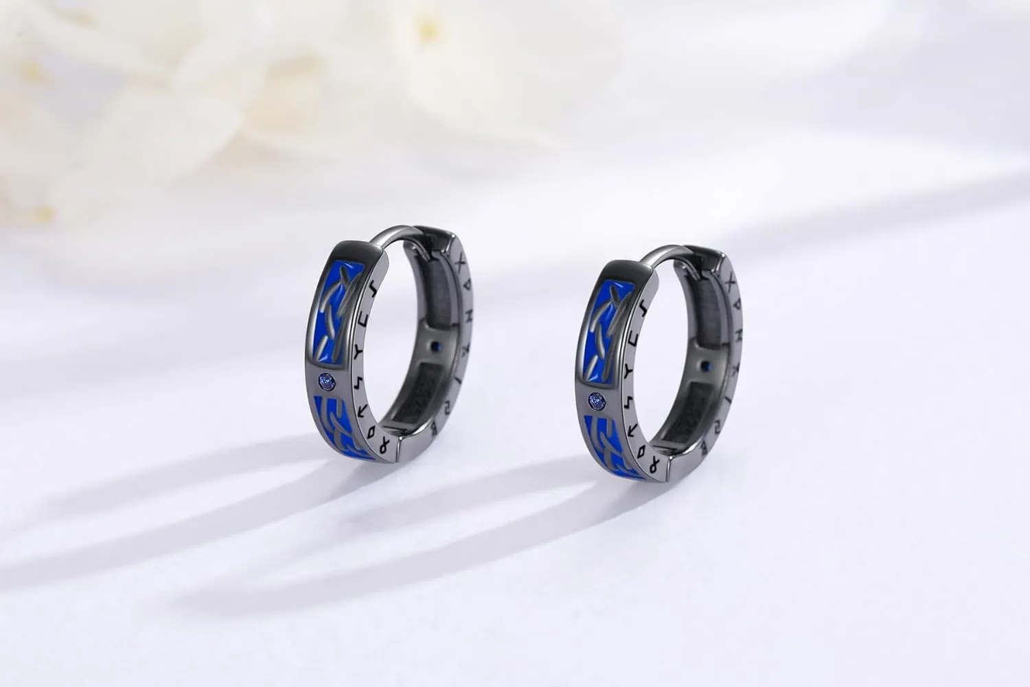925 Sterling Silver Norse Viking Runes Hoop Earring Celtic Knot Earrings for Men Women Hypoallergenic Sturdy Punk Huggie Hoops Jewelry Gift