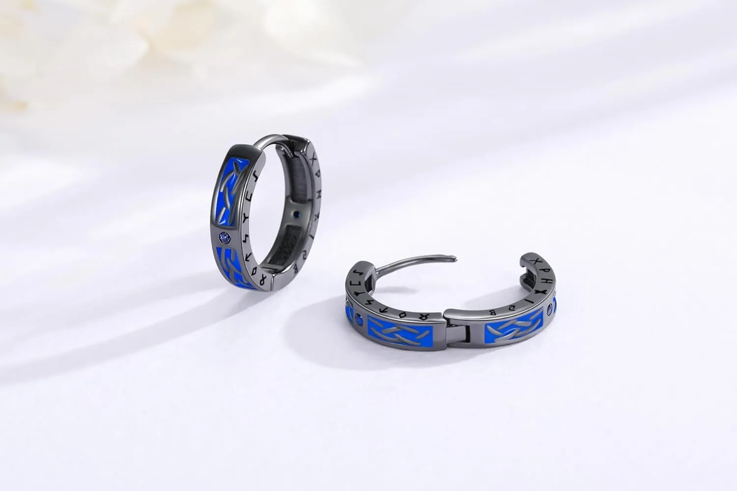 925 Sterling Silver Norse Viking Runes Hoop Earring Celtic Knot Earrings for Men Women Hypoallergenic Sturdy Punk Huggie Hoops Jewelry Gift