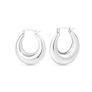 925 Sterling Silver Plated Chunky Hoop Earrings, Silver Earrings for Women and Girls, Women Jewelry