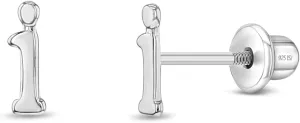 925 Sterling Silver Polished Initial Letter Screw Back Earrings For Little Girls & Preteens - Casual Initial Earrings For a Young Girls Birthday Event - Small Earrings For Girls