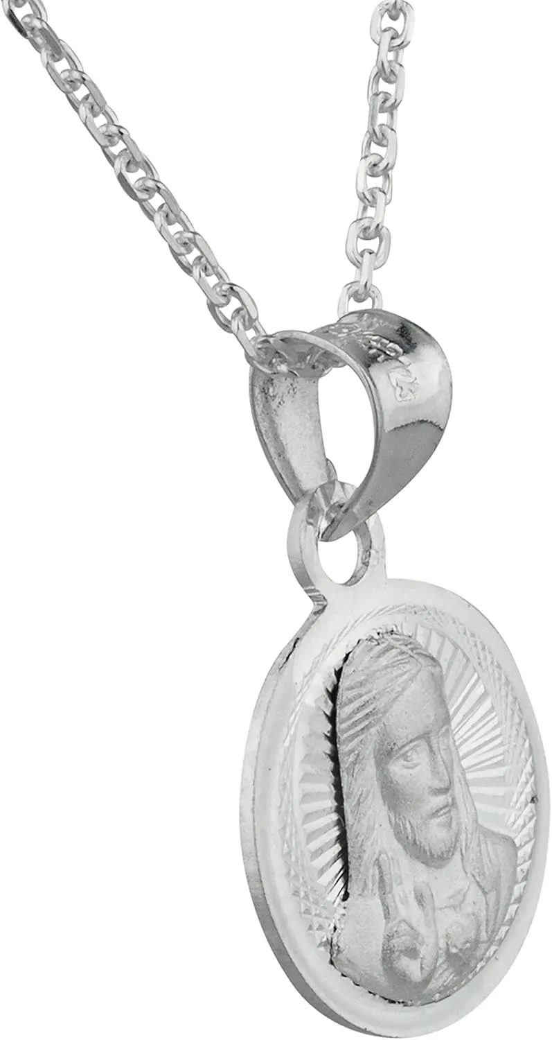 925 Sterling Silver Saint Benedict, Saint Christopher, Saint Lazarus, Saint Jude, Saint Michael and Jesus Head Religious Charm Medallion Pendant with 18 Inch Link Necklace