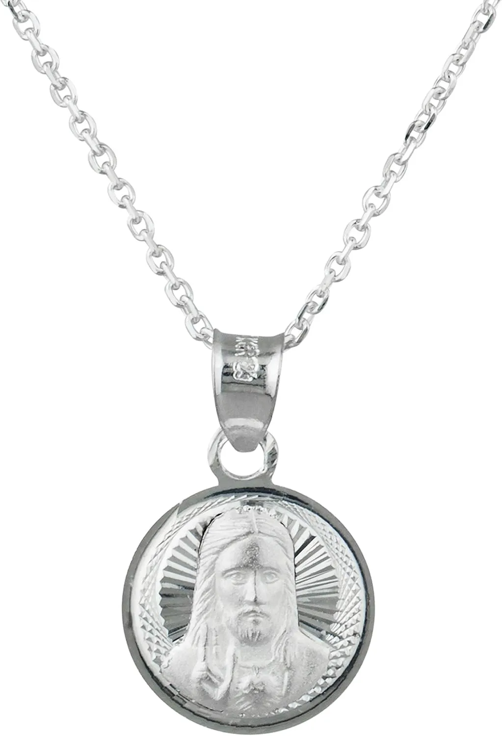 925 Sterling Silver Saint Benedict, Saint Christopher, Saint Lazarus, Saint Jude, Saint Michael and Jesus Head Religious Charm Medallion Pendant with 18 Inch Link Necklace