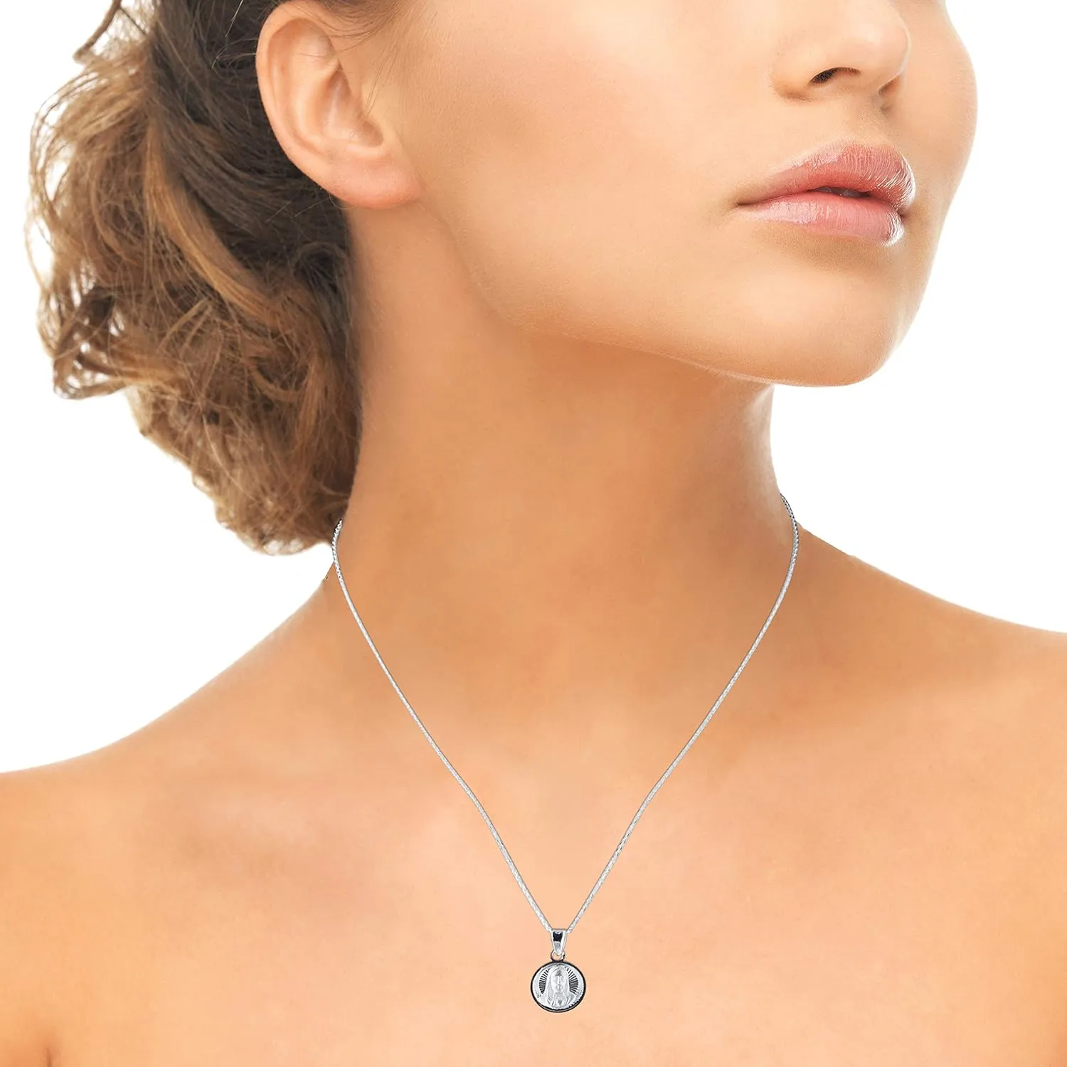 925 Sterling Silver Saint Benedict, Saint Christopher, Saint Lazarus, Saint Jude, Saint Michael and Jesus Head Religious Charm Medallion Pendant with 18 Inch Link Necklace