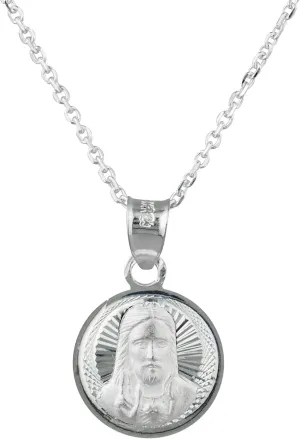 925 Sterling Silver Saint Benedict, Saint Christopher, Saint Lazarus, Saint Jude, Saint Michael and Jesus Head Religious Charm Medallion Pendant with 18 Inch Link Necklace