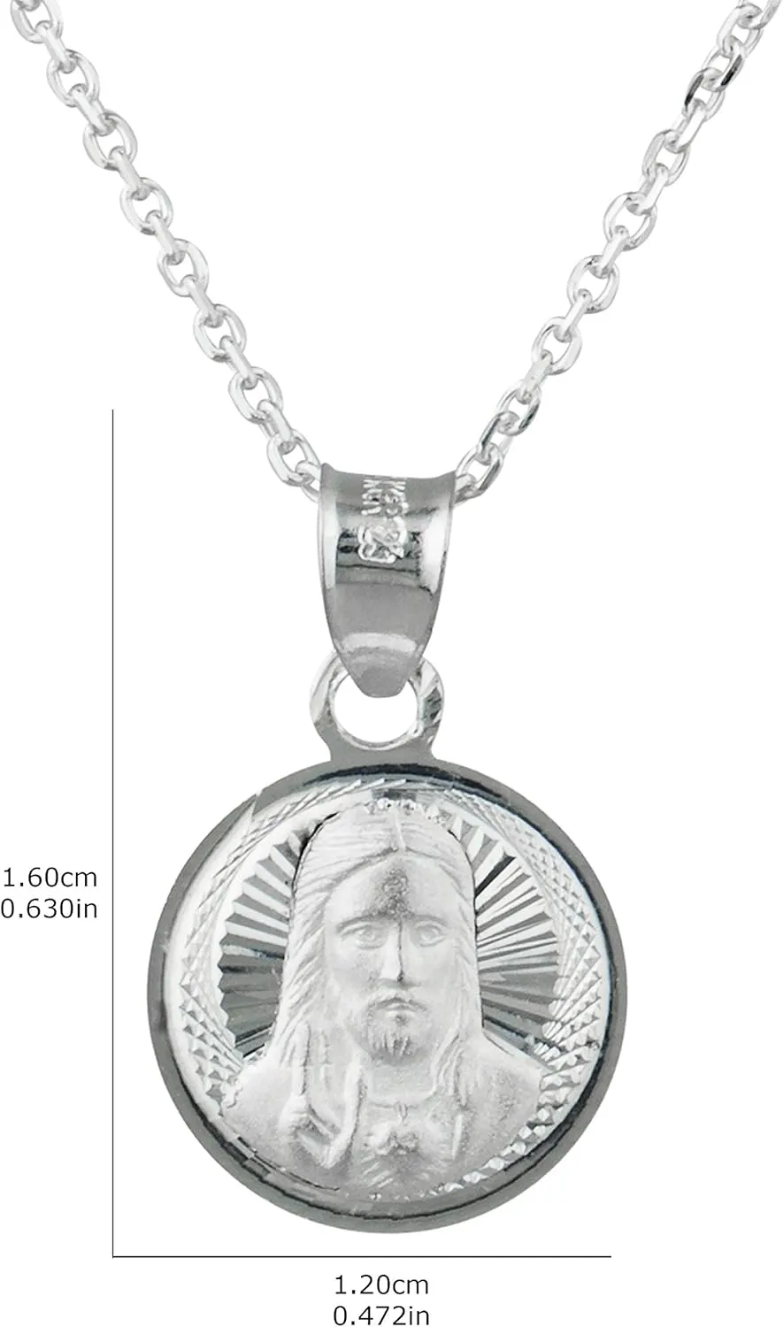 925 Sterling Silver Saint Benedict, Saint Christopher, Saint Lazarus, Saint Jude, Saint Michael and Jesus Head Religious Charm Medallion Pendant with 18 Inch Link Necklace