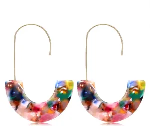Acrylic Earrings Statement Tortoise Hoop Earrings Resin Wire Drop Dangle Earrings Fashion Jewelry For Women