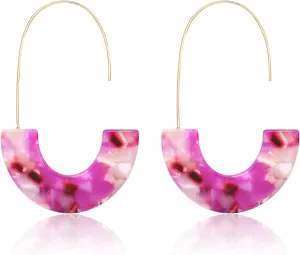 Acrylic Earrings Statement Tortoise Hoop Earrings Resin Wire Drop Dangle Earrings Fashion Jewelry For Women