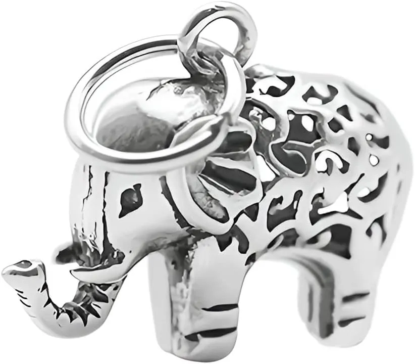 Acxico 1Pcs Silver Elephant Charm Animal Zoo Pendant for Bracelet Necklace
