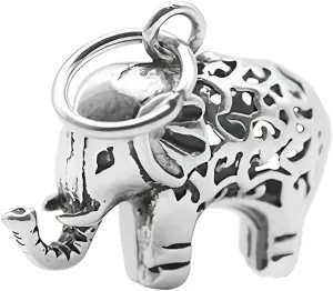 Acxico 1Pcs Silver Elephant Charm Animal Zoo Pendant for Bracelet Necklace