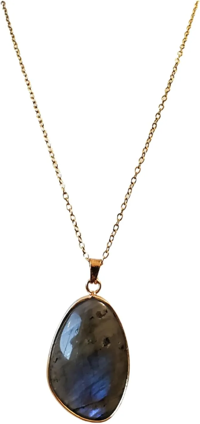 Adorelle Ellipse Crystal Pendant Necklace Chakra Healing Amulet Charm Necklace Elegant Holiday Female Jewelry Ornament
