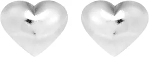 AeraVida Minimalist Piercing Heart Love Accessory Shaped Puffed For Women Girlfriend Polished in 925 Sterling Silver Stud Earrings, 8x6mm