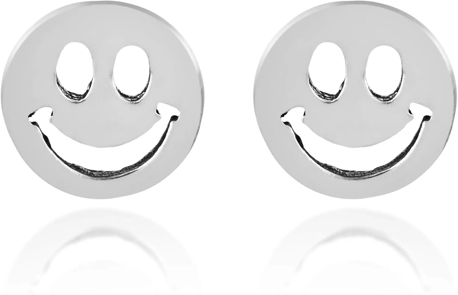 AeraVida Sterling Silver Happy Face Stud Earrings for Women Polished 7mm Round Push Back Minimalist Smiling Face Jewelry Lightweight 925 Silver Stud Earrings Gift Ready