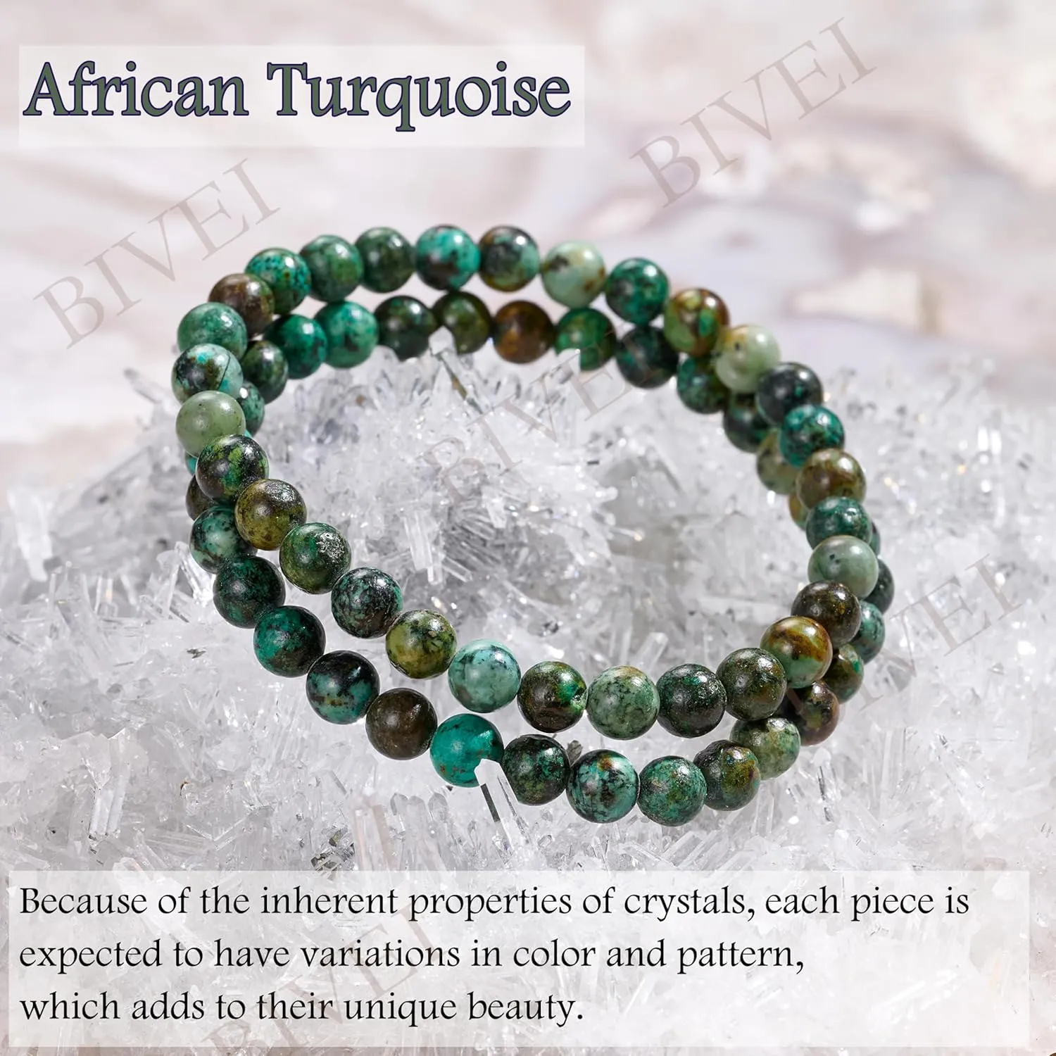 African Turquoise - Evolution - 6mm Beaded Bracelets for Women Handmade Semi Precious Natural Stone Stretch Elastic Jewelry Yoga Protection Gifts