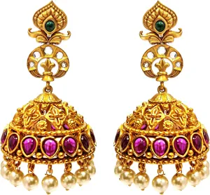 Aheli Antique Indian Boho Oxidized Jhumki Ethnic Fusion Bollywood Party Wear Dangle Hypoallergenic Earrings Ethnic Fashion Statement Jewelry Gift for Women Maroon