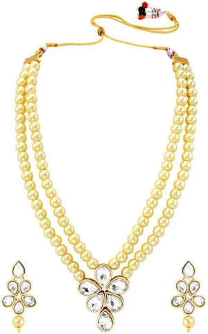 Aheli Blue Wedding Party Faux Kundan Pendant Beads Necklace Earrings Set Bollywood Party Indian Jewelry Gift for Women