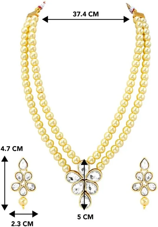 Aheli Blue Wedding Party Faux Kundan Pendant Beads Necklace Earrings Set Bollywood Party Indian Jewelry Gift for Women