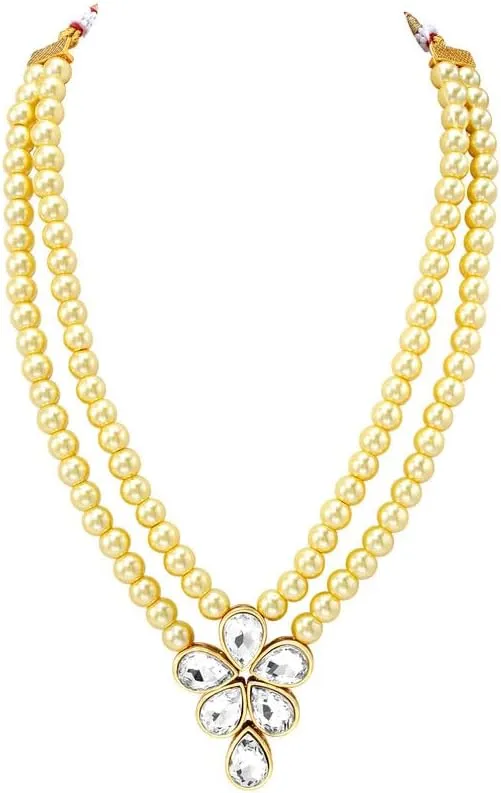 Aheli Blue Wedding Party Faux Kundan Pendant Beads Necklace Earrings Set Bollywood Party Indian Jewelry Gift for Women
