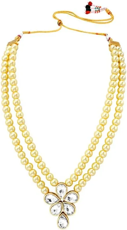 Aheli Blue Wedding Party Faux Kundan Pendant Beads Necklace Earrings Set Bollywood Party Indian Jewelry Gift for Women
