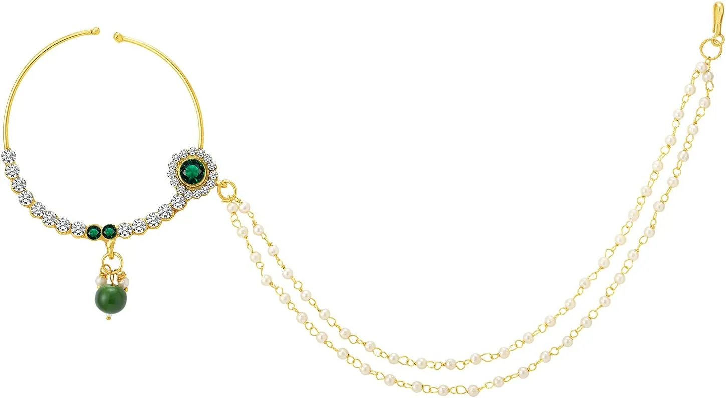 Aheli Classic Bollywood Style Indian Bridal Choker Necklace Matha Patti Nose Ring Haath Phool Wedding Fashion Jewelry Set Gift for Women