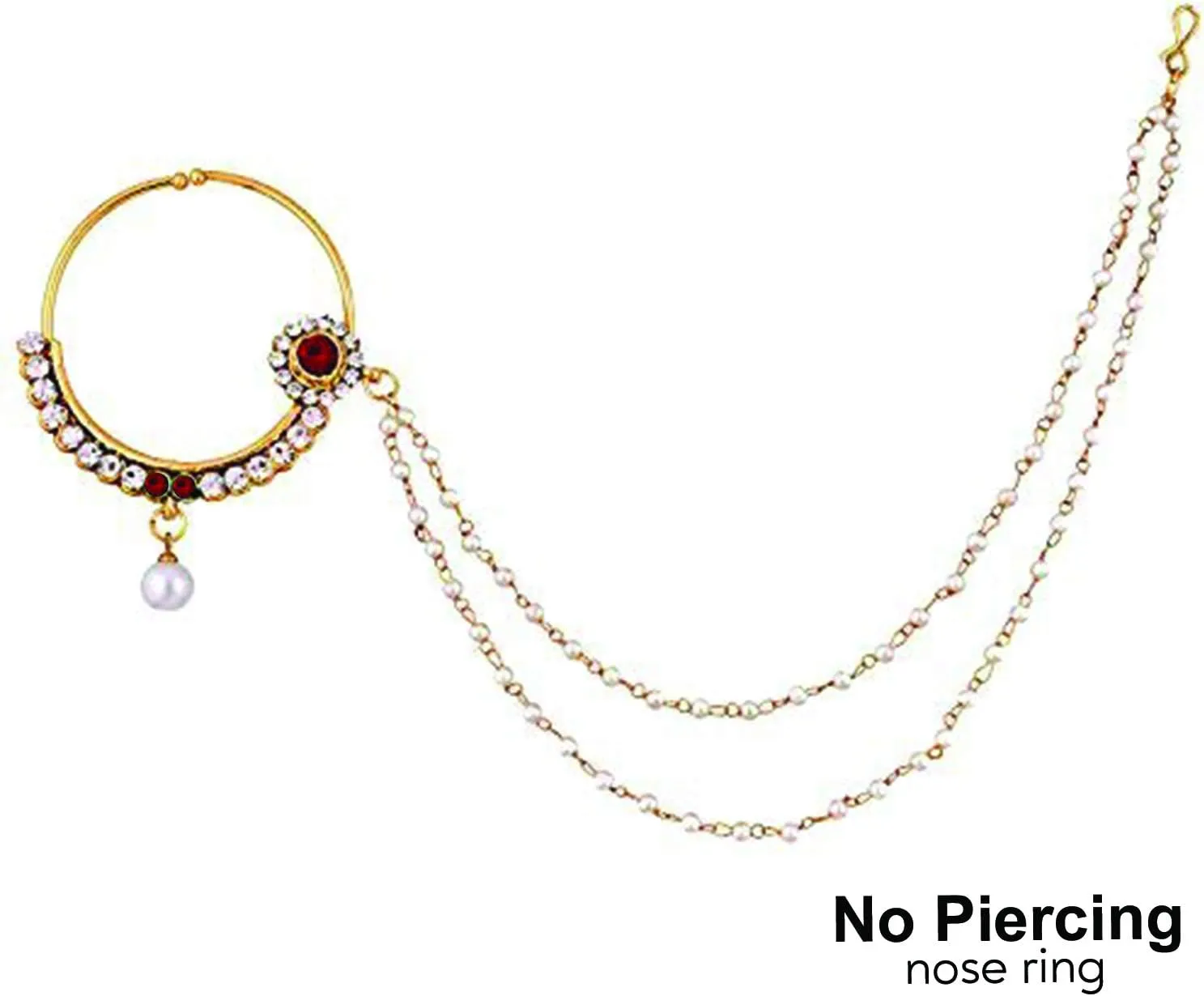 Aheli Classic Bollywood Style Indian Bridal Choker Necklace Matha Patti Nose Ring Haath Phool Wedding Fashion Jewelry Set Gift for Women