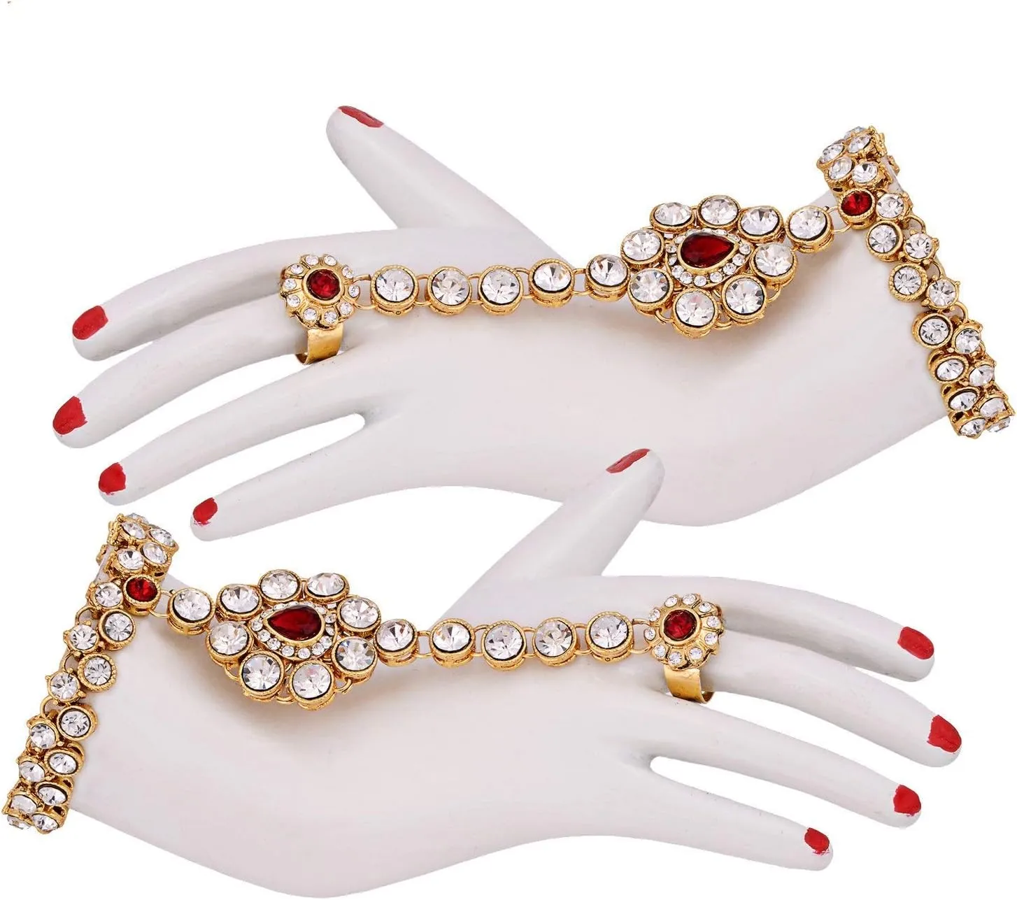 Aheli Classic Bollywood Style Indian Bridal Choker Necklace Matha Patti Nose Ring Haath Phool Wedding Fashion Jewelry Set Gift for Women